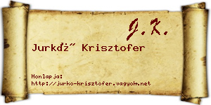 Jurkó Krisztofer névjegykártya